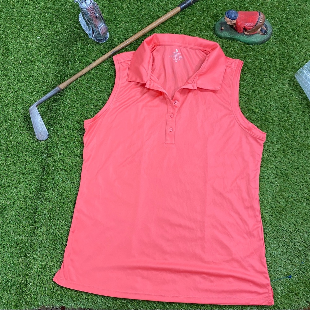 Golf Womens sleeveless polo CQC Sports 100% Polyester coral pink color. Size Xl